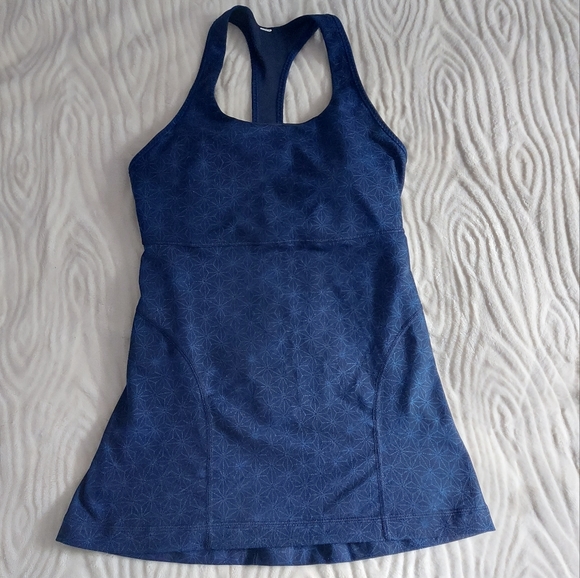 Lululemon Power Up Tank II in Sashiko Star Inkwell Rugged Blue Size 6 - Picture 3 of 6
